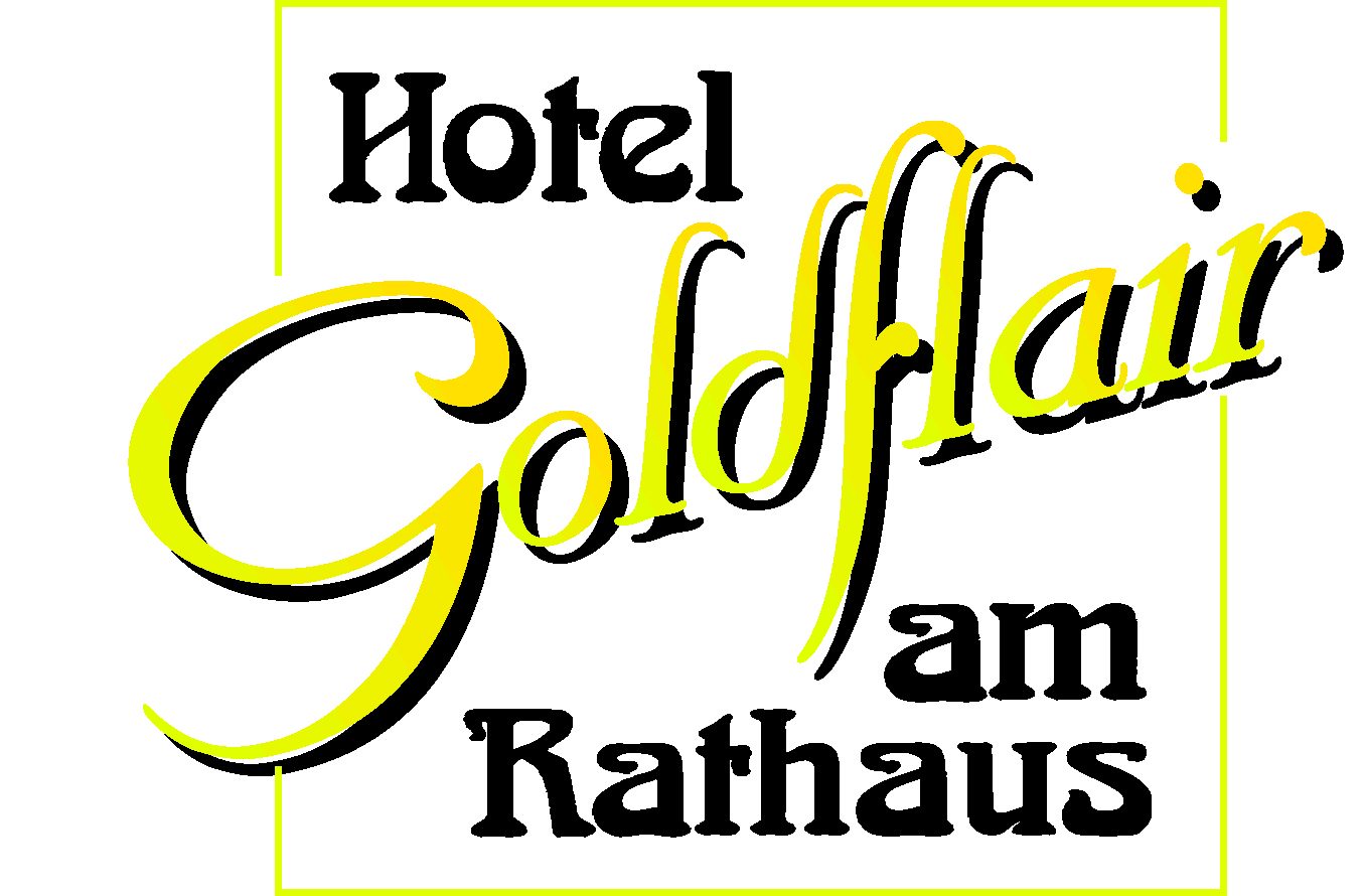 Logo Hotel Goldflair Logo des Hotels Goldflair am Rathaus in stilvollen Schriftzügen.